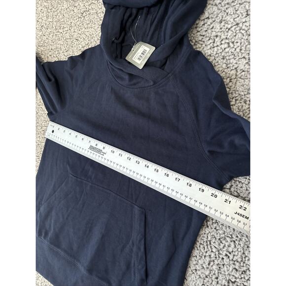 Trimark Sz M Edward Jones Fleece Pullover Hoodie Kangaroo Pocket Thumb Hole Blue - Picture 9 of 14